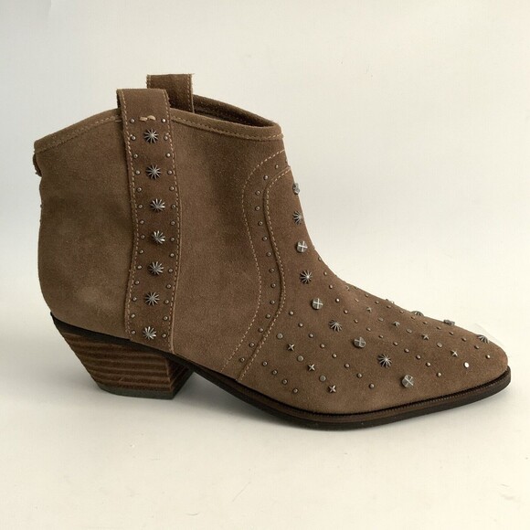 New Sam Edelman Suede Studded Point-toe Bootie Taupe 7.5 - Picture 3 of 13